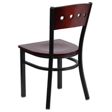 Load image into Gallery viewer, Black 4 Square Back Metal Restaurant Chair - Mahogany Wood Back &amp; Seat
