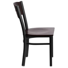Load image into Gallery viewer, Black 3 Circle Back Metal Restaurant Chair - Walnut Wood Back &amp; Seat
