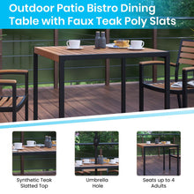 Load image into Gallery viewer, 5 Piece Patio Table Set with 2 Stackable Chairs, 35" Table, Tan Umbrella, Base
