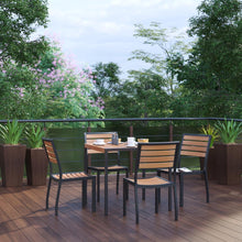 Load image into Gallery viewer, 5 Piece Patio Table Set - Poly Slats - 35" Table with 4 Stackable Chairs
