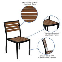 Load image into Gallery viewer, Outdoor Stackable Side Chair with Faux Teak Poly Slats
