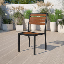 Load image into Gallery viewer, Outdoor Stackable Side Chair with Faux Teak Poly Slats
