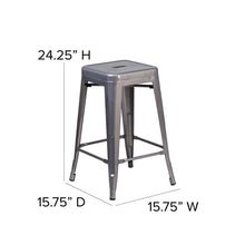 Load image into Gallery viewer, 24'' High Backless Clear Coated Metal Indoor Counter Height Stool with Seat
