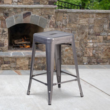 Load image into Gallery viewer, 24'' High Backless Clear Coated Metal Indoor Counter Height Stool with Seat
