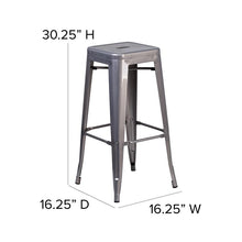 Load image into Gallery viewer, 30'' High Backless Clear Coated Metal Indoor Barstool with Square Seat
