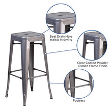 Load image into Gallery viewer, 30'' High Backless Clear Coated Metal Indoor Barstool with Square Seat
