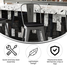 Load image into Gallery viewer, 24'' High Clear Coated Counter Height Stool and Black Poly Resin Wood Seat
