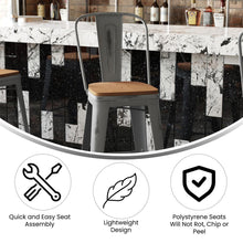 Load image into Gallery viewer, 30'' High Clear Coated Indoor Barstool with Back and Teak Poly Resin Wood Seat

