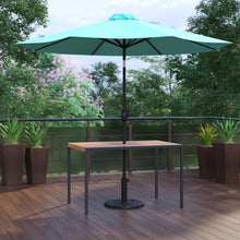 Load image into Gallery viewer, 3 Piece Patio Table Set - 30" x 48" Patio Table with Teal Umbrella and Base
