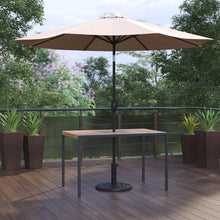Load image into Gallery viewer, 3 Piece Patio Table Set - 30" x 48" Patio Table with Tan Umbrella and Base
