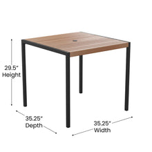 Load image into Gallery viewer, Dining Table with Poly Slats - 35" Restaurant Table with Umbrella Holder Hole
