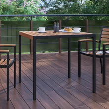 Load image into Gallery viewer, Dining Table with Poly Slats - 35" Restaurant Table with Umbrella Holder Hole
