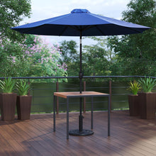 Load image into Gallery viewer, 3 Piece Patio Table Set - 35" Patio Table with Navy Umbrella and Base
