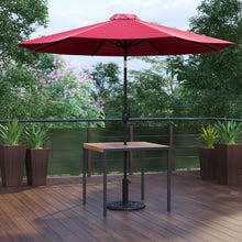 Load image into Gallery viewer, 3 Piece Patio Table Set - 35" Patio Table with Red Umbrella and Base
