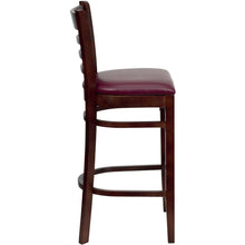 Load image into Gallery viewer, Ladder Back Mahogany Wood Restaurant Barstool - Burgundy Vinyl Seat
