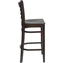 Load image into Gallery viewer, Ladder Back Walnut Wood Restaurant Barstool
