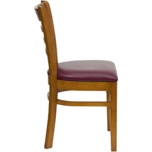 Load image into Gallery viewer, Ladder Back Cherry Wood Restaurant Chair - Burgundy Vinyl Seat
