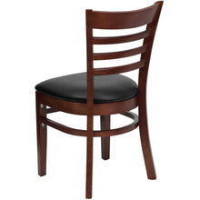 Load image into Gallery viewer, Ladder Back Mahogany Wood Restaurant Chair - Black Vinyl Seat
