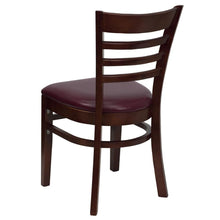 Load image into Gallery viewer, Ladder Back Mahogany Wood Restaurant Chair - Burgundy Vinyl Seat
