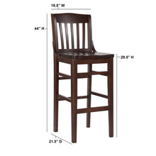 Load image into Gallery viewer, School House Back Walnut Wood Restaurant Barstool
