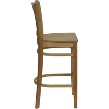 Load image into Gallery viewer, Vertical Slat Back Natural Wood Restaurant Barstool
