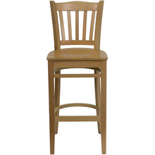Load image into Gallery viewer, Vertical Slat Back Natural Wood Restaurant Barstool
