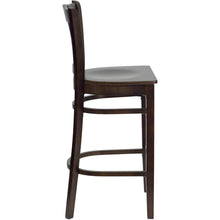 Load image into Gallery viewer, Vertical Slat Back Walnut Wood Restaurant Barstool
