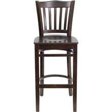 Load image into Gallery viewer, Vertical Slat Back Walnut Wood Restaurant Barstool

