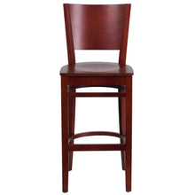 Load image into Gallery viewer, Solid Back Mahogany Wood Restaurant Barstool
