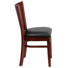 Load image into Gallery viewer, Solid Back Mahogany Wood Restaurant Chair - Black Vinyl Seat
