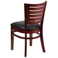 Load image into Gallery viewer, Slat Back Mahogany Wood Restaurant Chair - Black Vinyl Seat
