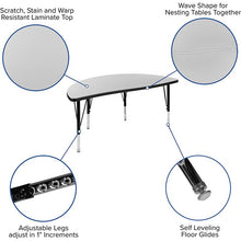 Load image into Gallery viewer, 47.5" Circle Wave Activity Table Set with 12" Student Stack Chairs, Grey/Black
