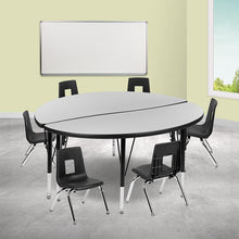 Load image into Gallery viewer, 47.5" Circle Wave Activity Table Set with 12" Student Stack Chairs, Grey/Black
