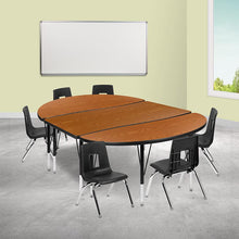 Load image into Gallery viewer, 76" Oval Wave Activity Table Set with 14" Student Stack Chairs, Oak/Black
