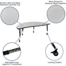 Load image into Gallery viewer, Mobile 60" Table Set with 14" Student Stack Chairs, Grey/Black
