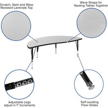 Load image into Gallery viewer, 60" Circle Wave Activity Table Set with 14" Student Stack Chairs, Grey/Black
