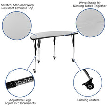 Load image into Gallery viewer, Mobile 76" Wave Activity Table Set with 16" Student Stack Chairs, Grey/Black
