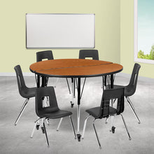 Load image into Gallery viewer, Mobile 47.5" Table Set with 16" Student Stack Chairs, Oak/Black
