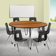 Load image into Gallery viewer, Mobile 60" Table Set with 16" Student Stack Chairs, Oak/Black
