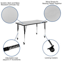 Load image into Gallery viewer, Mobile 76" Wave Activity Table Set with 18" Student Stack Chairs, Grey/Black
