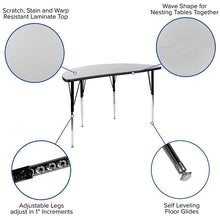 Load image into Gallery viewer, 76" Oval Wave Activity Table Set with 18" Student Stack Chairs, Grey/Black
