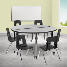 Load image into Gallery viewer, Mobile 60" Table Set with 18" Student Stack Chairs, Grey/Black
