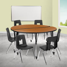 Load image into Gallery viewer, Mobile 60" Table Set with 18" Student Stack Chairs, Oak/Black
