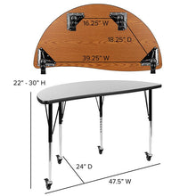 Load image into Gallery viewer, 3 Piece Mobile 76" Wave Oak Thermal Activity Table Set-Standard Height Legs
