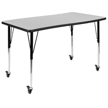 Load image into Gallery viewer, 3 Piece Mobile 76" Wave Oak Thermal Activity Table Set-Standard Height Legs
