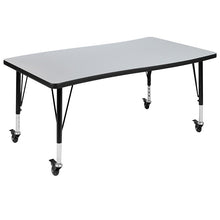 Load image into Gallery viewer, 3 Piece Mobile 76" Wave Oak Thermal Activity Table Set - Height Short Legs
