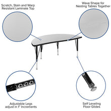 Load image into Gallery viewer, 2 Piece 76&quot; Wave Grey Thermal Activity Table Set - Height Adjustable Short Legs
