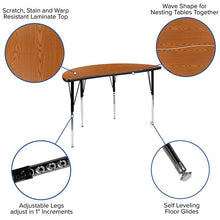 Load image into Gallery viewer, 2 Piece 76&quot; Wave Oak Thermal Activity Table Set - Standard Height Legs
