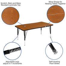 Load image into Gallery viewer, 2 Piece 76&quot; Wave Oak Thermal Activity Table Set - Height Adjustable Short Legs
