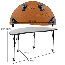 Load image into Gallery viewer, 3 Piece Mobile 86" Wave Oak Thermal Activity Table Set-Standard Height Legs
